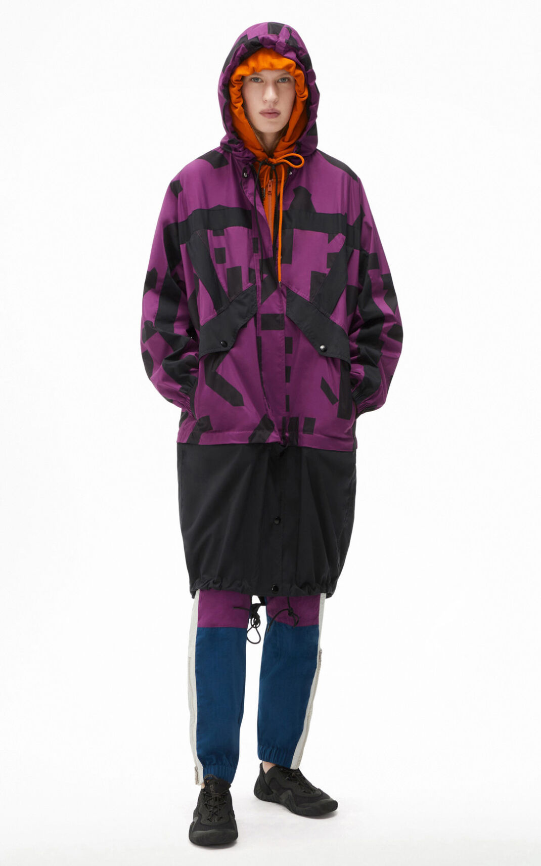 Kenzo Sport long windstopper with monogram Parkaer Dame - Lilla DK-268218